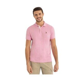 U.S. Polo Assn. Men's Interlock Polo Shirt (Cali Pink Heather) Large